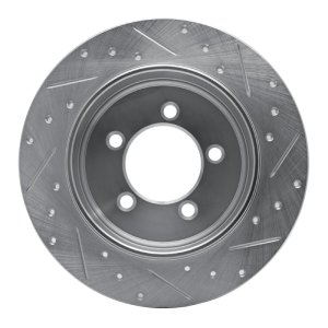 Ford Explorer Sport Trac Brake Rotor (1) - Rear Left - R1 Concepts - Drilled & Slotted - Silver - `02-`10